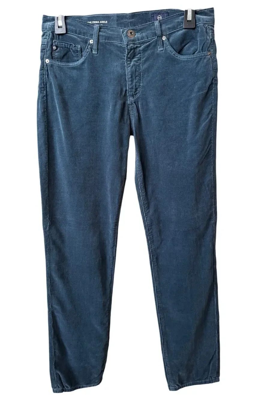New AG Adriano Goldschmied GORG! Blue Corduroy Slim Fit Denim Jeans Size 27